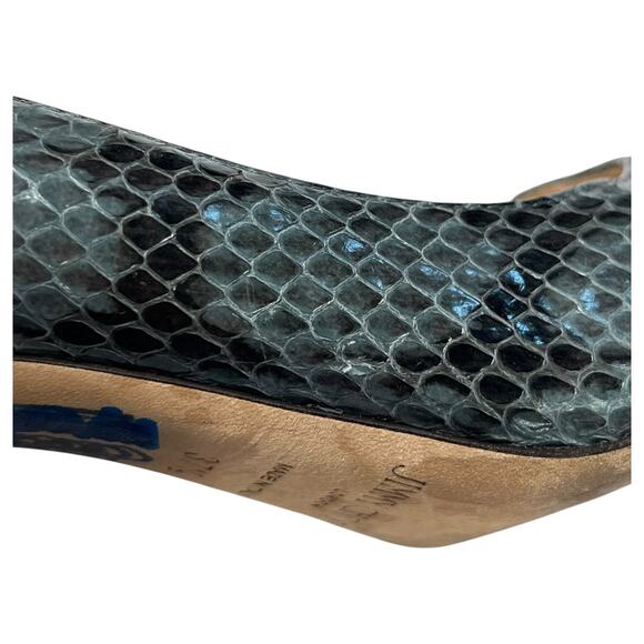 Jimmy Choo Heels Womens 37.5 7.5 US Green Black Snake Python Abel Pump Stiletto - Picture 12 of 13